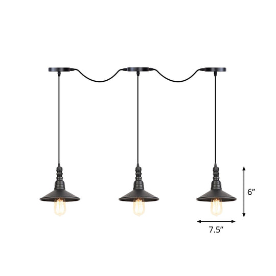 Industrial Iron Multi Head Pendant Light In Black Finishing Lighting