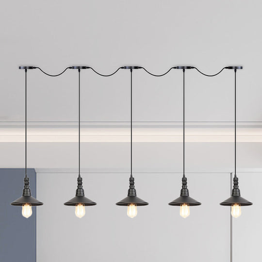 Industrial Iron Multi Head Pendant Light In Black Finishing Lighting