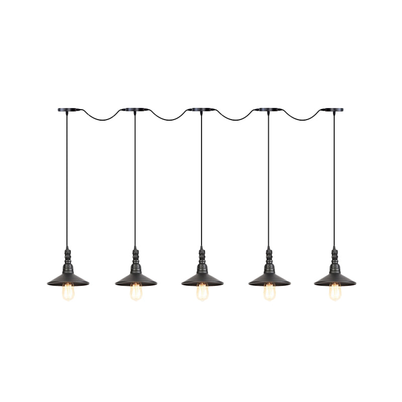 Industrial Iron Multi Head Pendant Light In Black Finishing Lighting