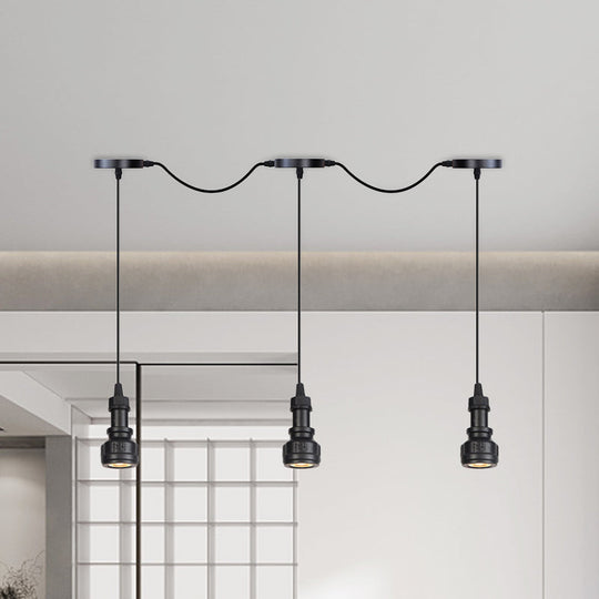 Rustic Iron Multi-Head Ceiling Light With Tandem Pendulum Design For Coffee Shops - Shop Led Pendant