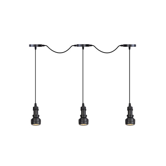 Rustic Iron Ceiling Light with LED Bulbs - Perfect for Coffee Shops - Black Finish, Available in 3/5/7 Heads