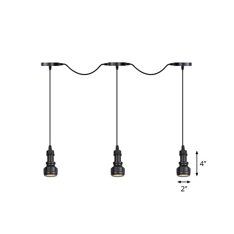 Rustic Iron Ceiling Light with LED Bulbs - Perfect for Coffee Shops - Black Finish, Available in 3/5/7 Heads