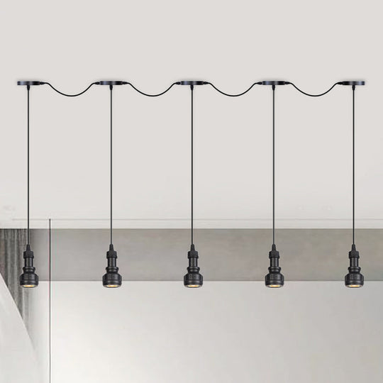 Rustic Iron Multi-Head Ceiling Light With Tandem Pendulum Design For Coffee Shops - Shop Led Pendant