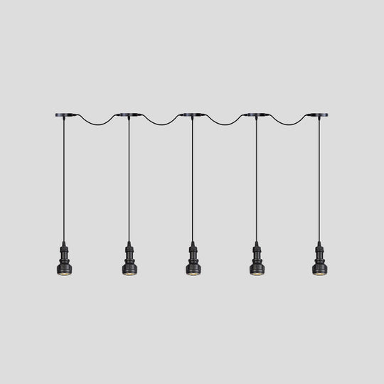 Rustic Iron Ceiling Light with LED Bulbs - Perfect for Coffee Shops - Black Finish, Available in 3/5/7 Heads