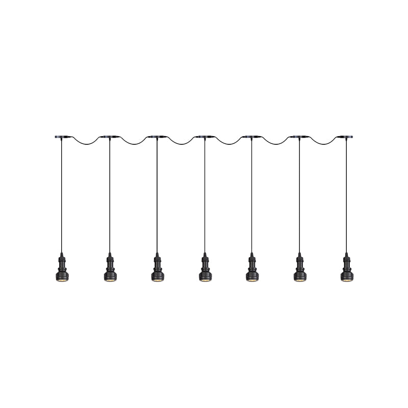 Rustic Iron Multi-Head Ceiling Light With Tandem Pendulum Design For Coffee Shops - Shop Led Pendant