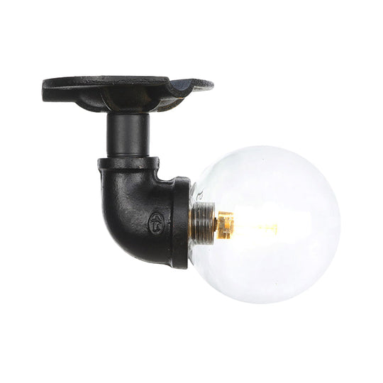 Vintage Black Glass Ball Semi Flushmount LED Ceiling Flush Mount for Hallways