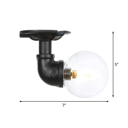 Vintage Black Glass Ball Semi Flushmount LED Ceiling Flush Mount for Hallways