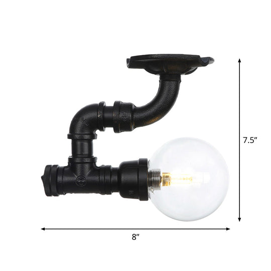 Vintage Black Glass Ball Semi Flushmount LED Ceiling Flush Mount for Hallways