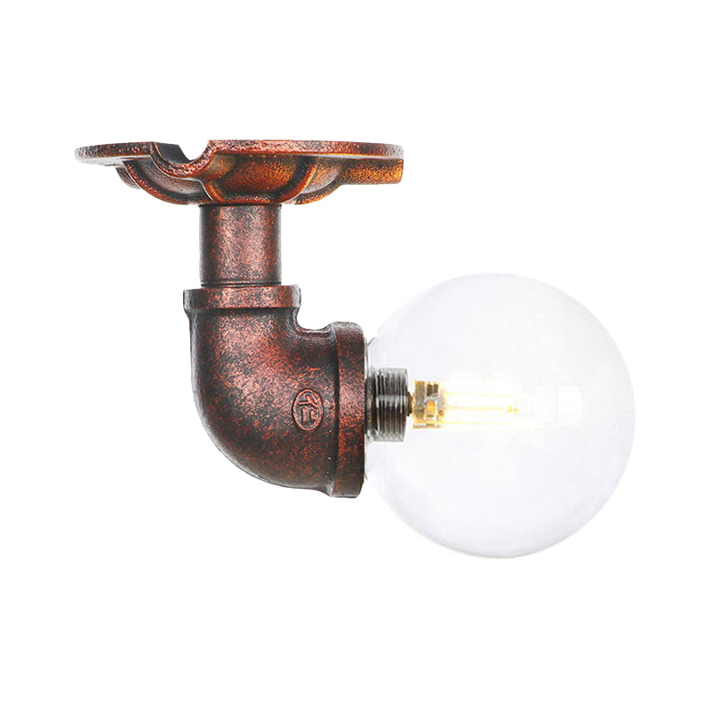 Copper Glass Semi-Flush Mount Led Ceiling Light Fixture