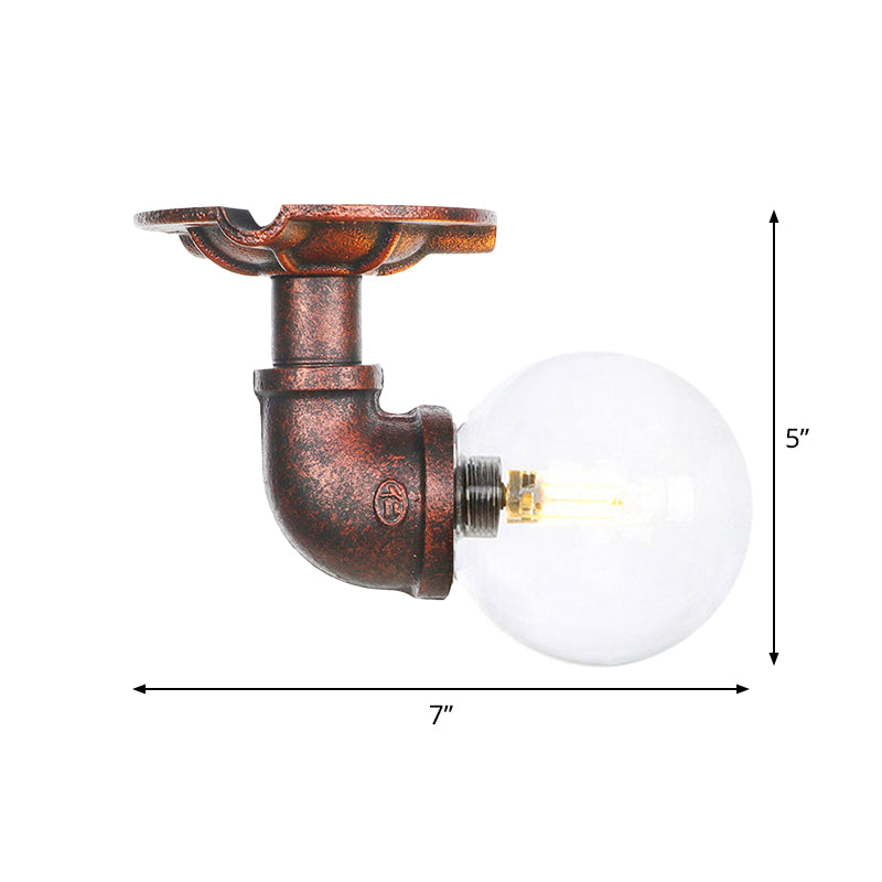 Copper Glass Semi-Flush Mount LED Ceiling Light Fixture