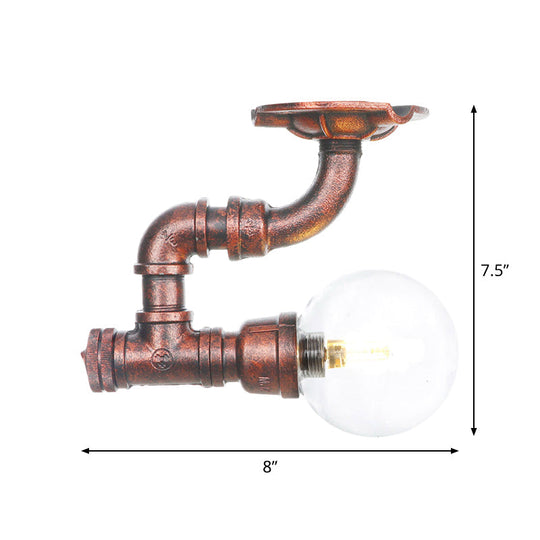 Copper Glass Semi-Flush Mount LED Ceiling Light Fixture