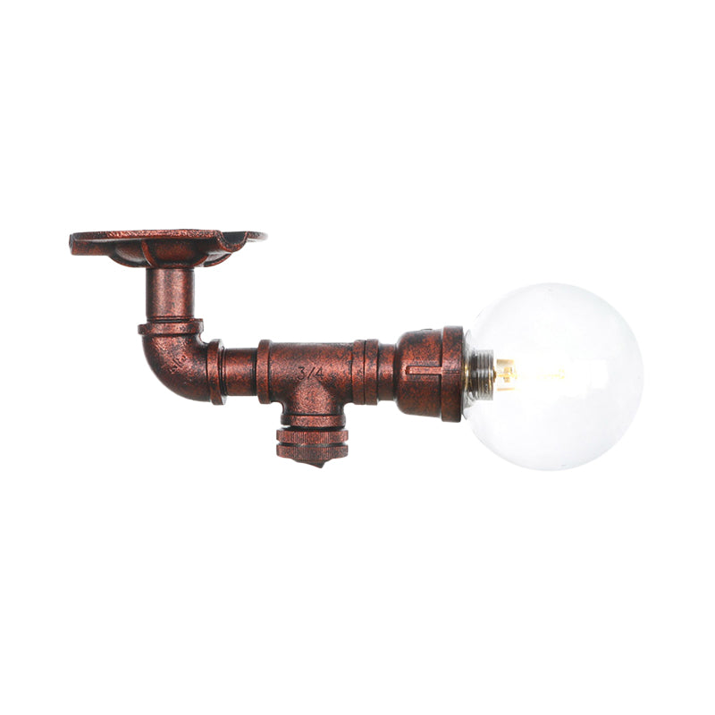 Copper Glass Semi-Flush Mount LED Ceiling Light Fixture