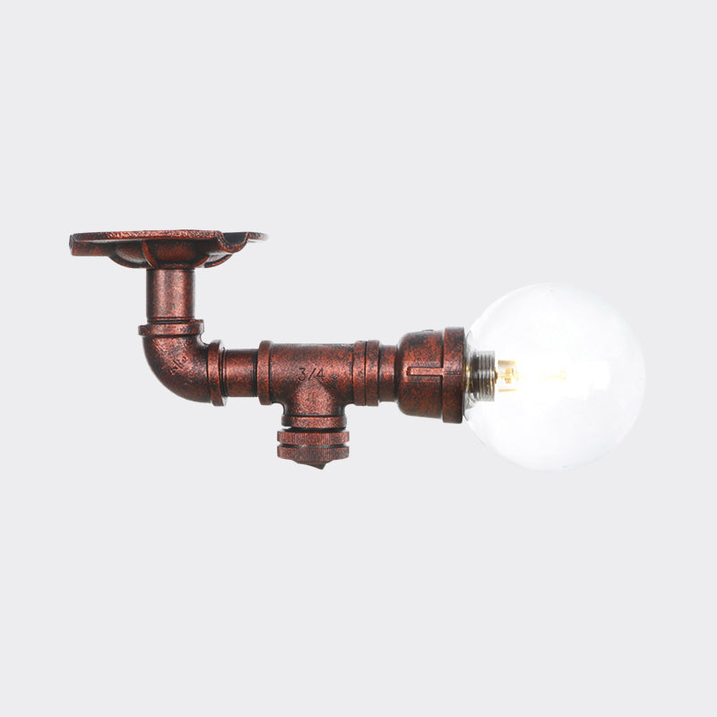 Copper Glass Semi-Flush Mount LED Ceiling Light Fixture