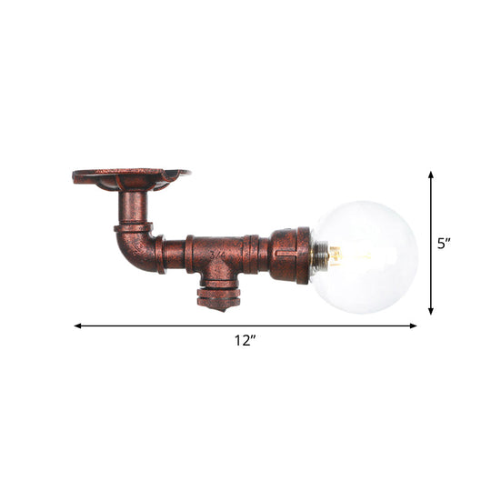 Copper Glass Semi-Flush Mount LED Ceiling Light Fixture