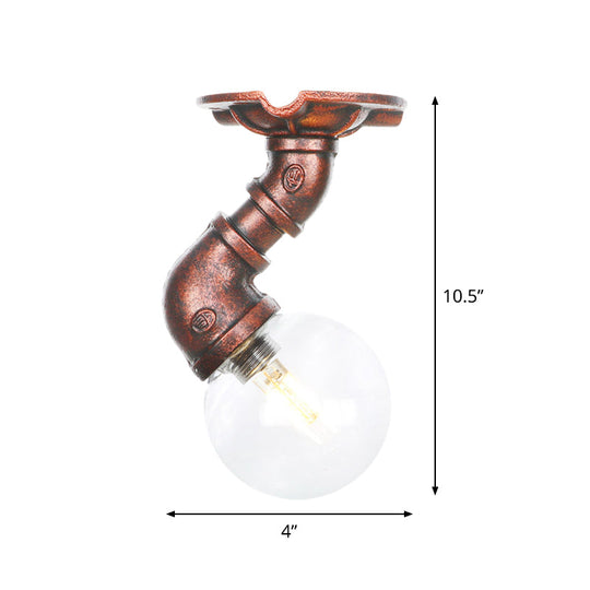 Copper Glass Semi-Flush Mount LED Ceiling Light Fixture