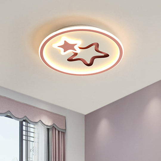 Minimalist LED Ceiling Light - White/Blue Star Flush Mount for Living Room