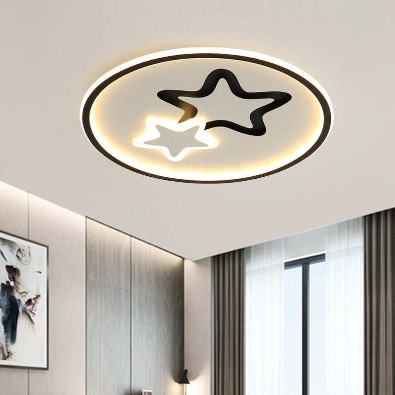 Minimalist LED Ceiling Light - White/Blue Star Flush Mount for Living Room