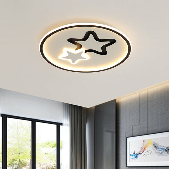 Minimalist LED Ceiling Light - White/Blue Star Flush Mount for Living Room