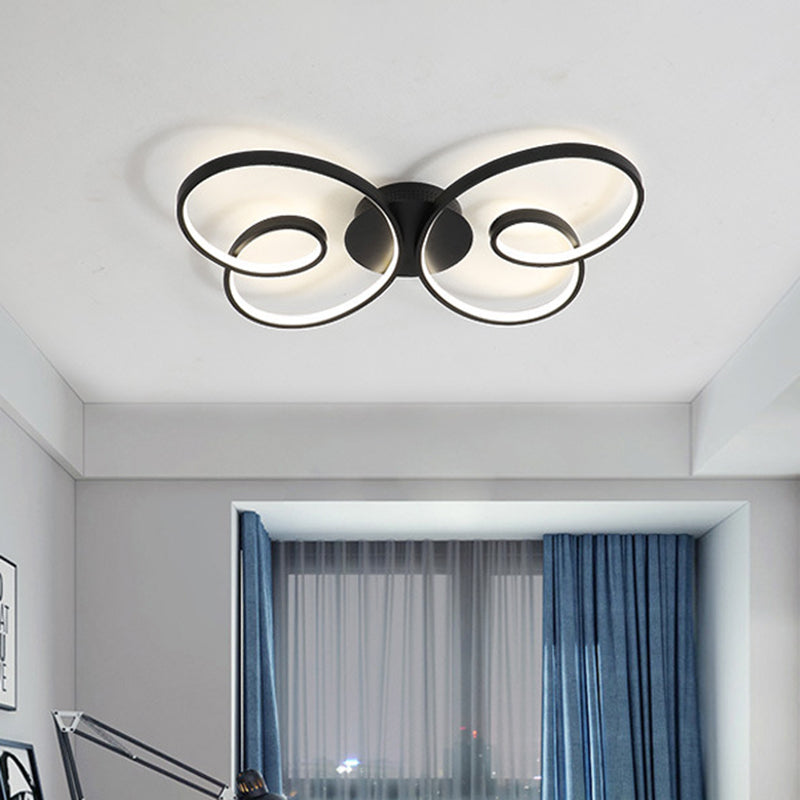 Acrylic Butterfly Led Flush Mount Spotlight: Minimalistic Black/White Ceiling Light Black