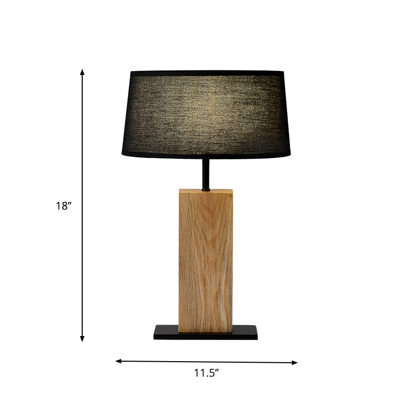 Simple Black Night Light Table Lamp With Wood Stand - Perfect For Living Room