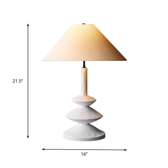 Modern 3-Tier Resin Table Light: Stylish 1-Light White Nightstand Lamp With Wide Flare Shade