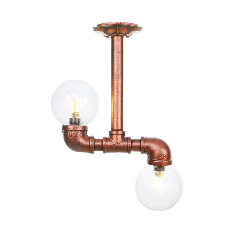 Copper Finish Clear Glass Semi Flush Mount Ceiling Orb - Perfect for Hallways