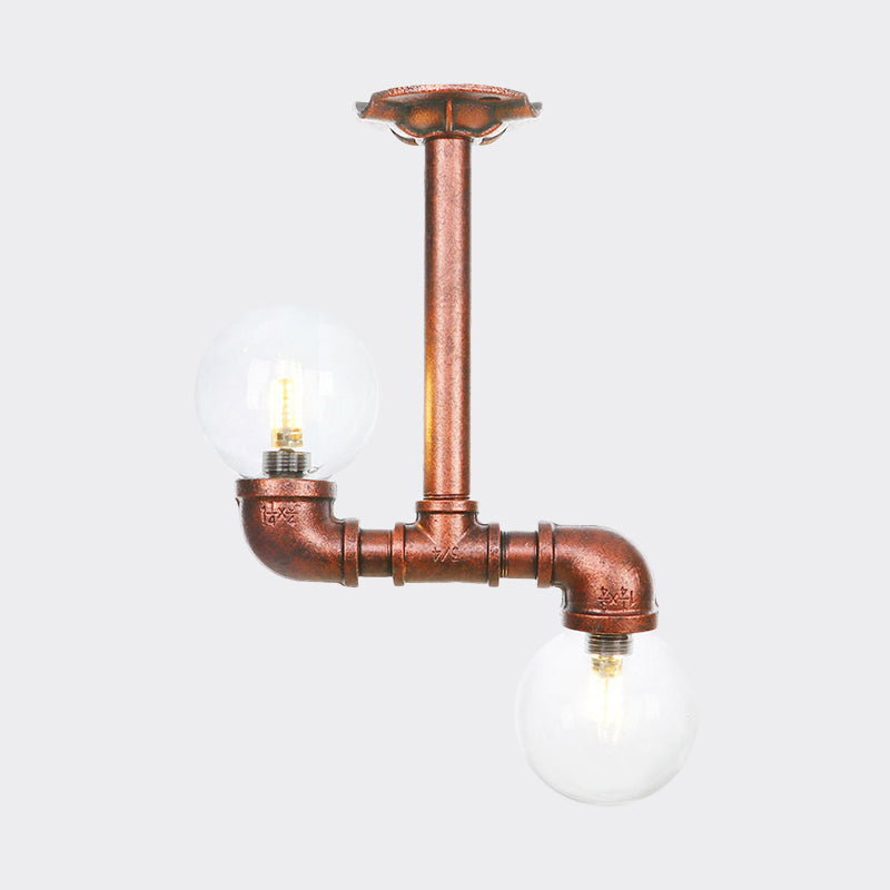 Copper Finish Clear Glass Semi Flush Mount Ceiling Orb - Perfect for Hallways