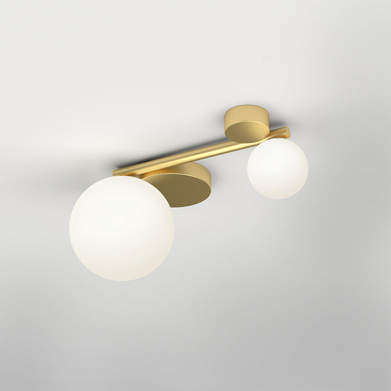 Modern Opal Glass Plafond - Brass Finish, LED Lights, Flush Mount Ceiling Lamp