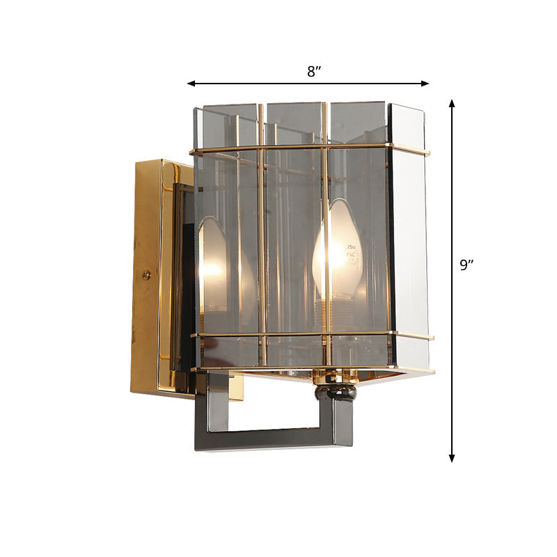 Modern Smoke Gray Glass Triangle Sconce Wall Lamp For Bedroom