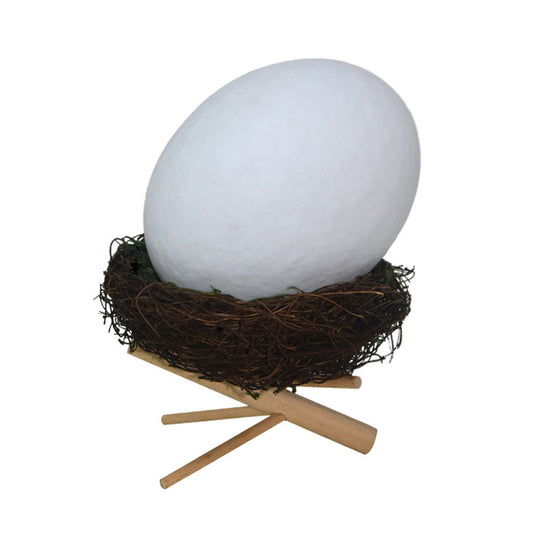 Rechargeable White Egg Nightstand Light - Kids Creative Led Table Lamp With Wood Stand And Nest