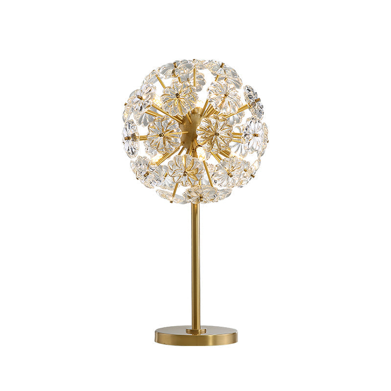 Dandelion Led Night Lamp: Flower Crystal Brass Table Light For Bedside