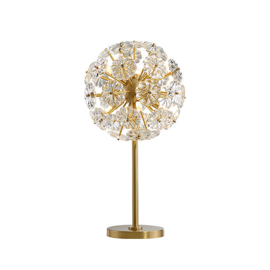 Dandelion Led Night Lamp: Flower Crystal Brass Table Light For Bedside