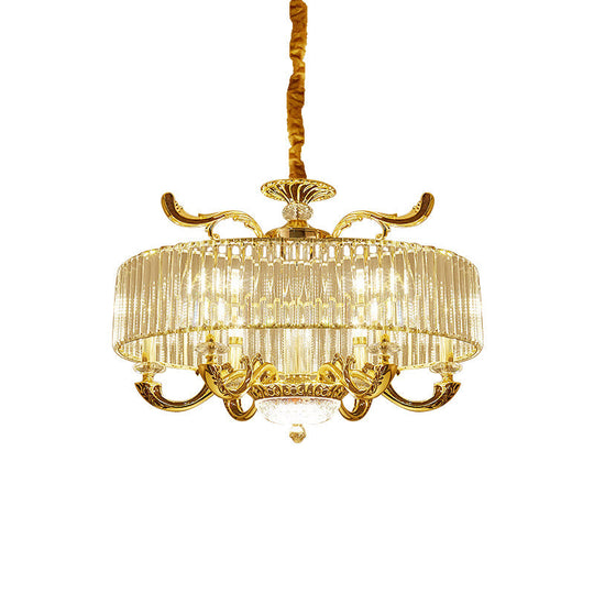 Modern Gold Crystal Circle Pendant Chandelier - 6/8 Lights Suspended Ceiling Lamp