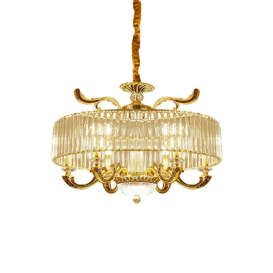 Modern Gold Crystal Block Chandelier Pendant With 6/8 Lights - Stylish Ceiling Suspension Lamp