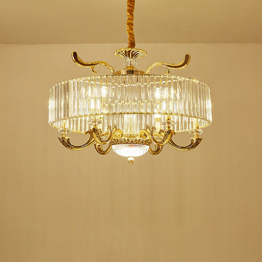 Modern Gold Crystal Circle Pendant Chandelier - 6/8 Lights Suspended Ceiling Lamp