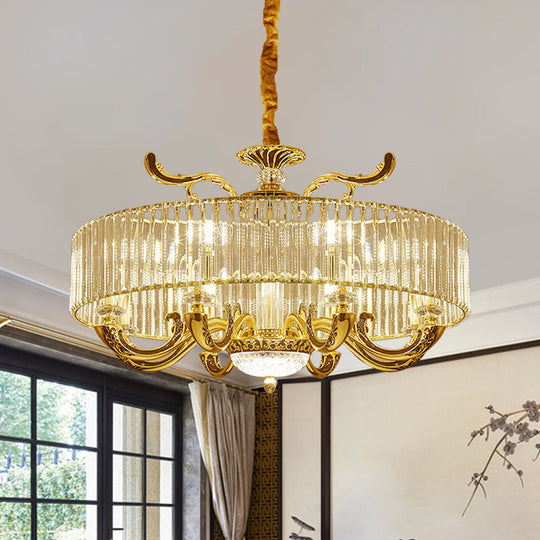 Modern Gold Crystal Circle Pendant Chandelier - 6/8 Lights Suspended Ceiling Lamp