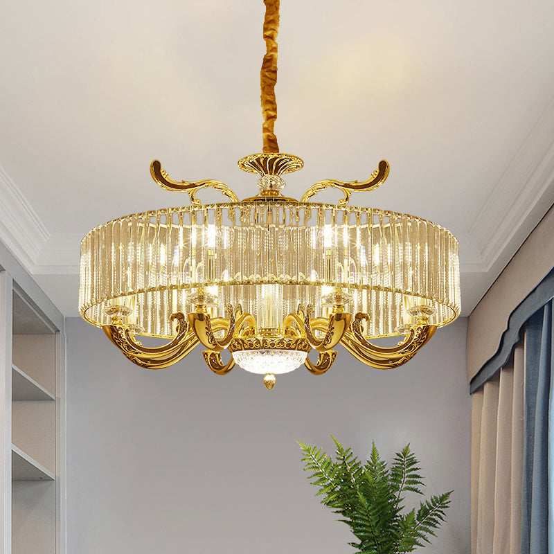 Modern Gold Crystal Circle Pendant Chandelier - 6/8 Lights Suspended Ceiling Lamp