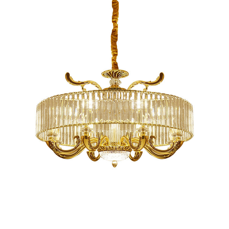 Modern Gold Crystal Circle Pendant Chandelier - 6/8 Lights Suspended Ceiling Lamp