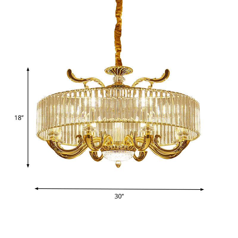 Modern Gold Crystal Circle Pendant Chandelier - 6/8 Lights Suspended Ceiling Lamp