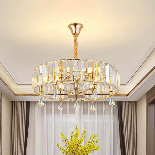 Modern Round Gold Chandelier with Crystal Pendant - 6/8 Heads Ceiling Light