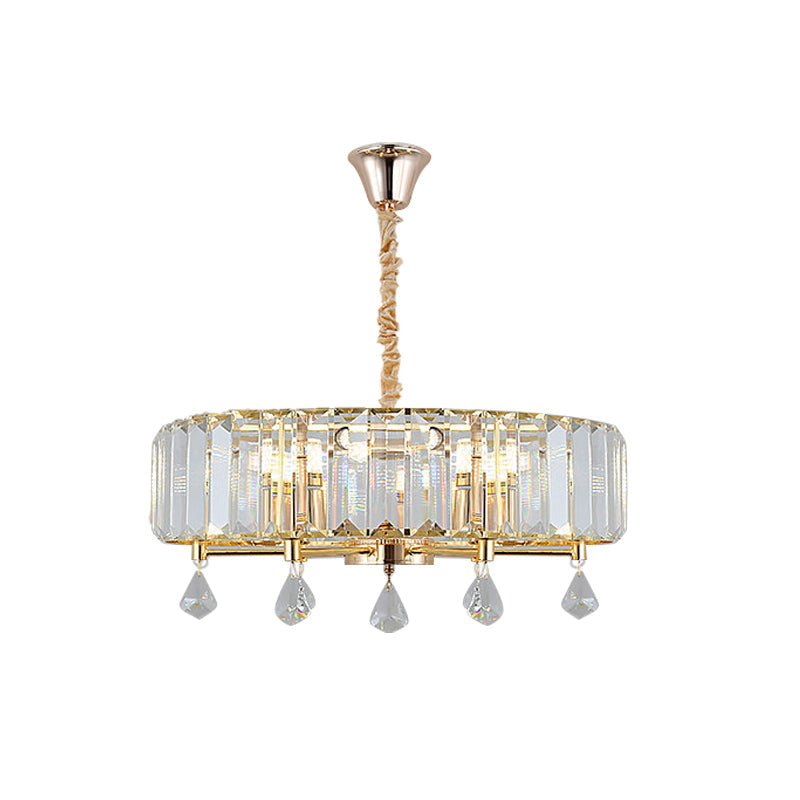 Modern Round Gold Chandelier with Crystal Pendant - 6/8 Heads Ceiling Light