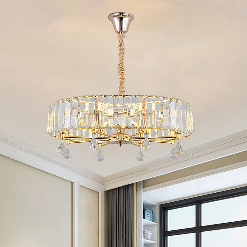 Modern Round Gold Chandelier with Crystal Pendant - 6/8 Heads Ceiling Light