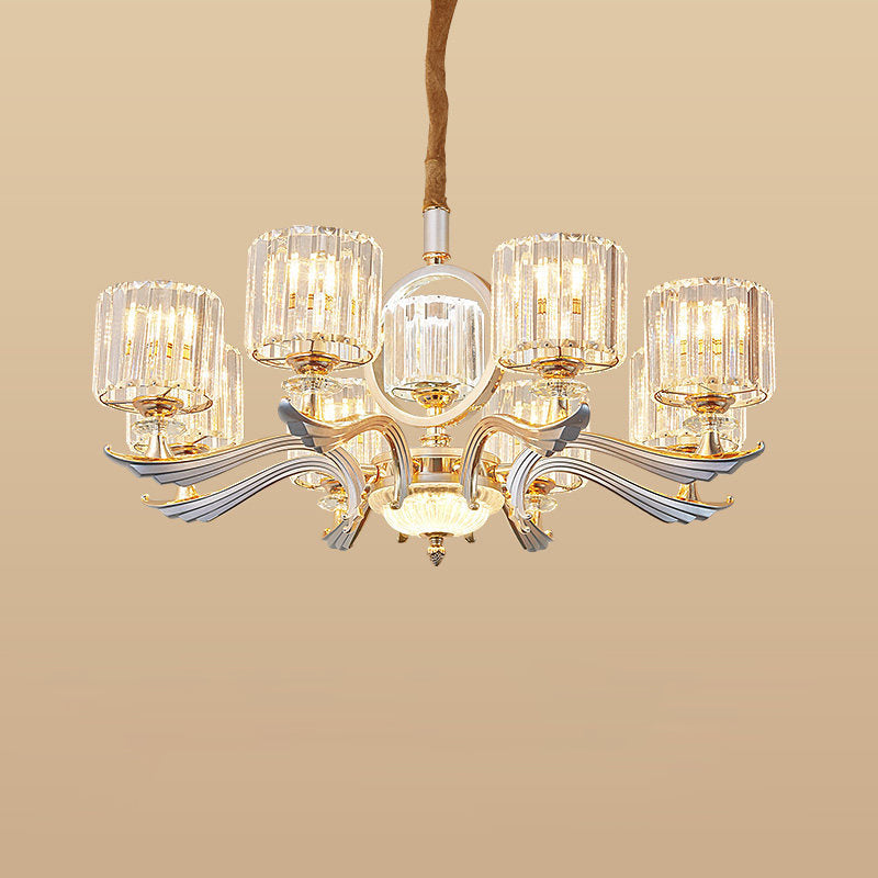 Contemporary Crystal Suspension Light Chandelier - 6/8-Head Dining Room Lighting Silver