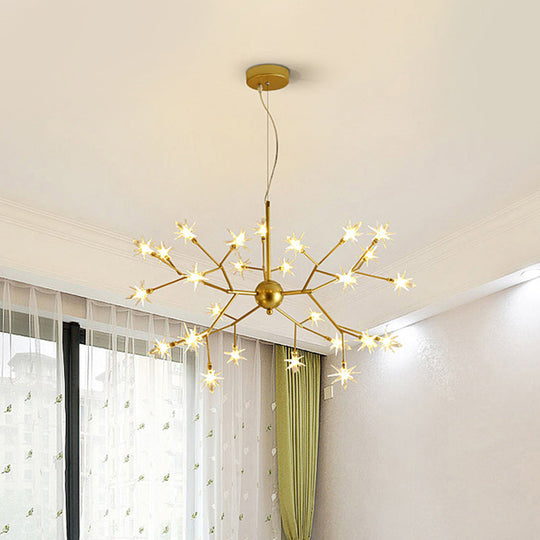 Gold Iron Starry Pendant Light Fixture - Modern 9/27/36-Light Chandelier For Dining Room