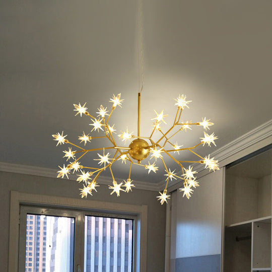 Gold Iron Starry Pendant Light Fixture - Modern 9/27/36-Light Chandelier For Dining Room