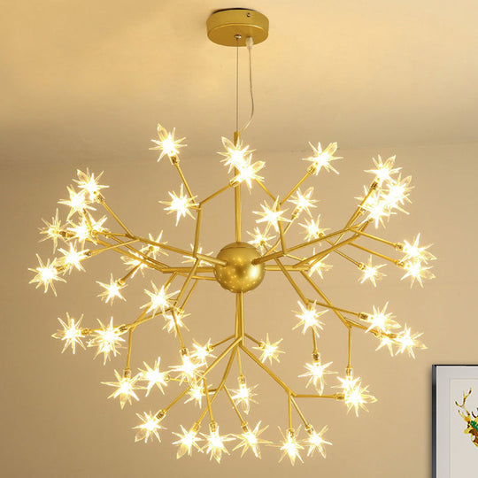 Gold Iron Starry Pendant Light Fixture - Modern 9/27/36-Light Chandelier For Dining Room