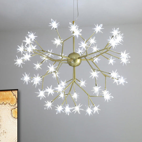 Gold Iron Starry Pendant Light Fixture - Modern 9/27/36-Light Chandelier For Dining Room