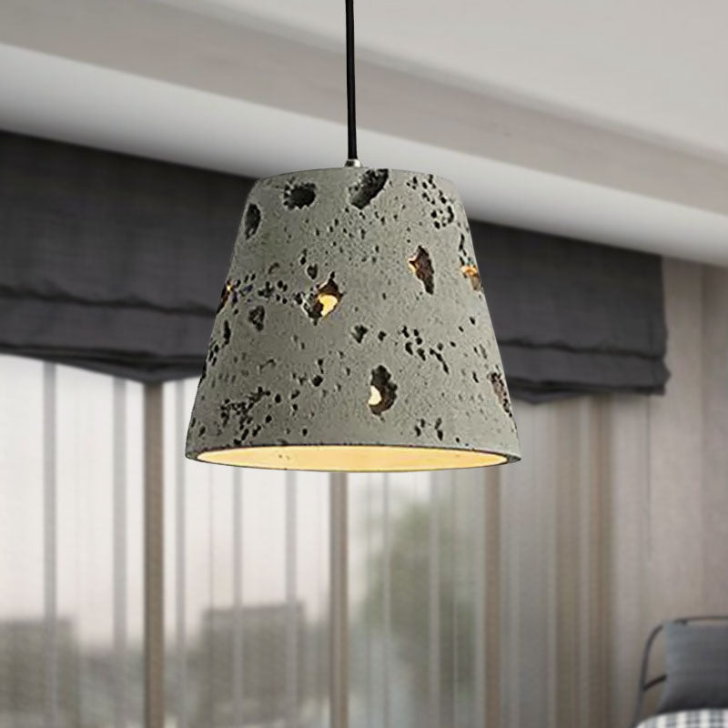 Industrial Style Grey Cement Pendant Light: Ripple/Barrel/Loving Heart Shade, 1-Light Fixture for Dining Room