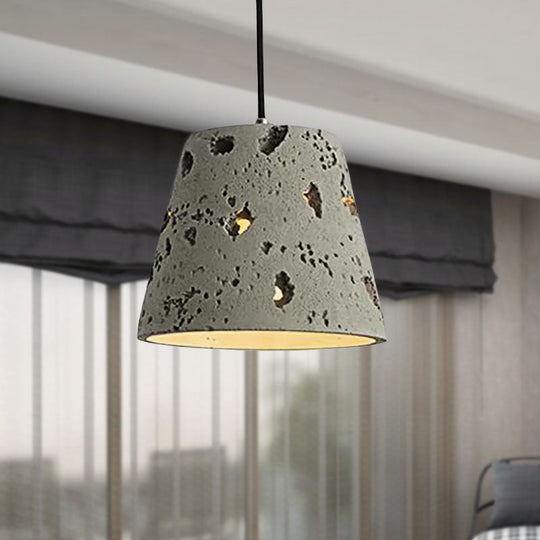 Industrial Style Grey Cement Pendant Light: Ripple/Barrel/Loving Heart Shade, 1-Light Fixture for Dining Room