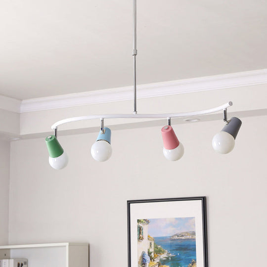 Colorful Horn Swivel Pendant Light With 3/4 Lights For Iron Wave Island Lighting In White